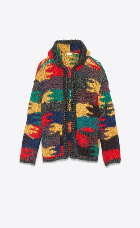 SAINT LAURENT Tops Maille Homme Baja en maille jacquard camouflage multicolore a_V4